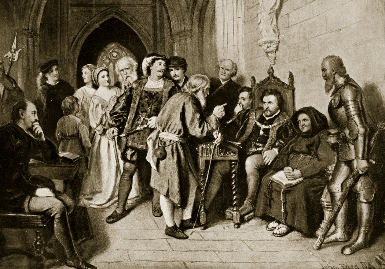 James IV v radě před bitvou u Floddenu, 1513, ilustrace z 