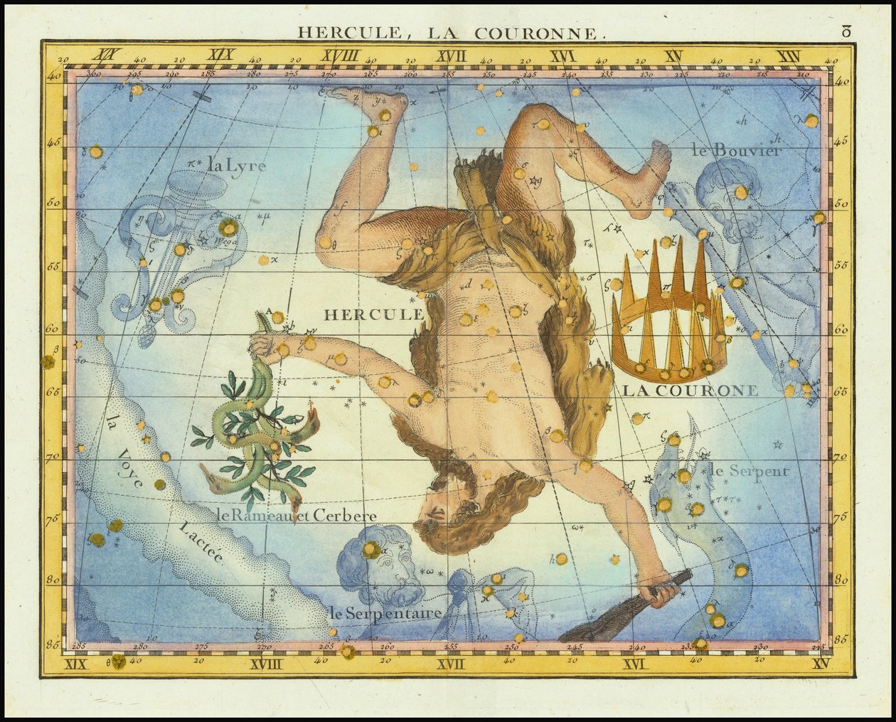 1776 - John Flamsteed - Hercules, La Couronne (Herkules a koruna) od John Flamsteed