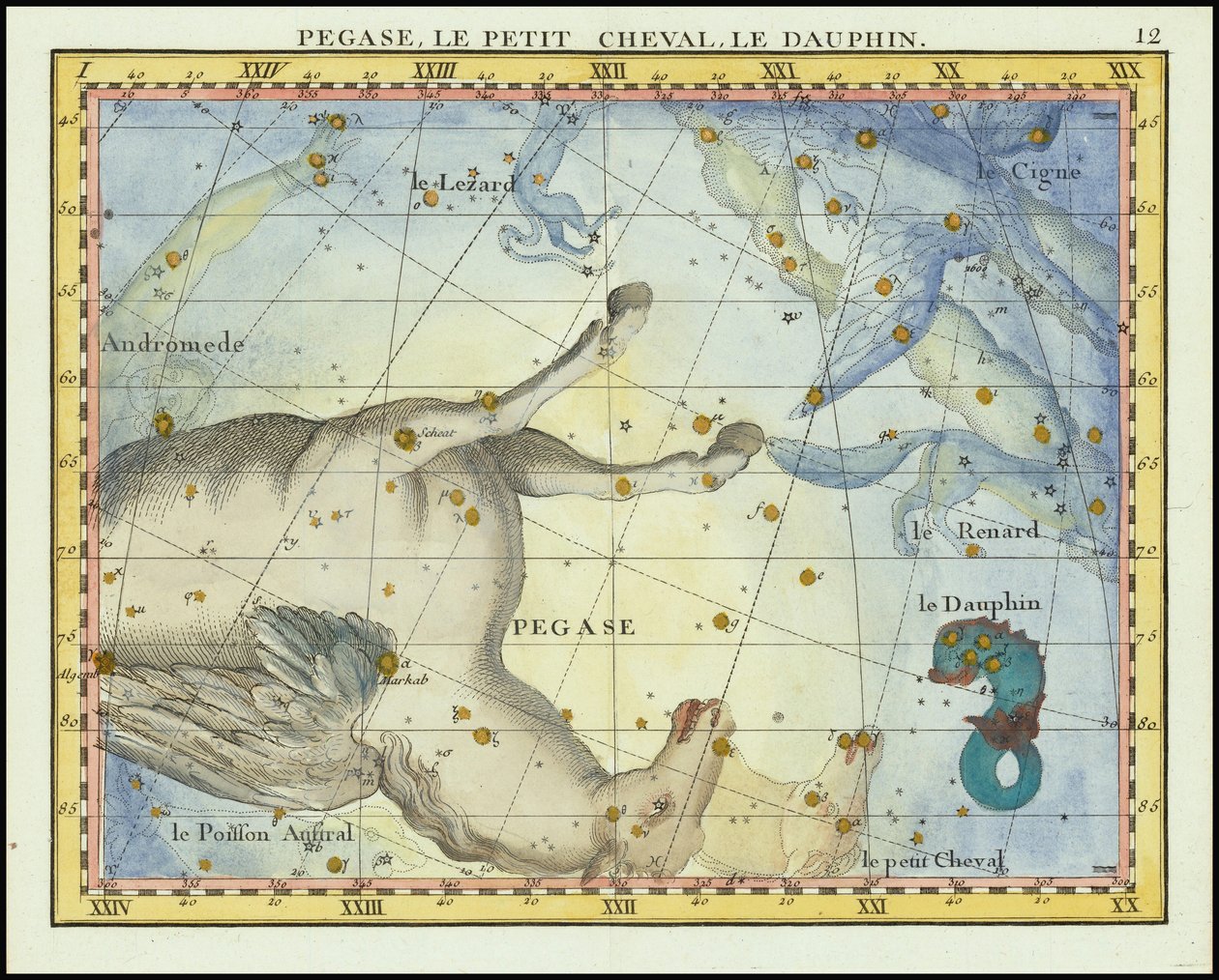 1776 - John Flamsteed - Pegase, Le Petit Cheval, Le Dauphin (Pegasus, Pisces a Equuleus) od John Flamsteed
