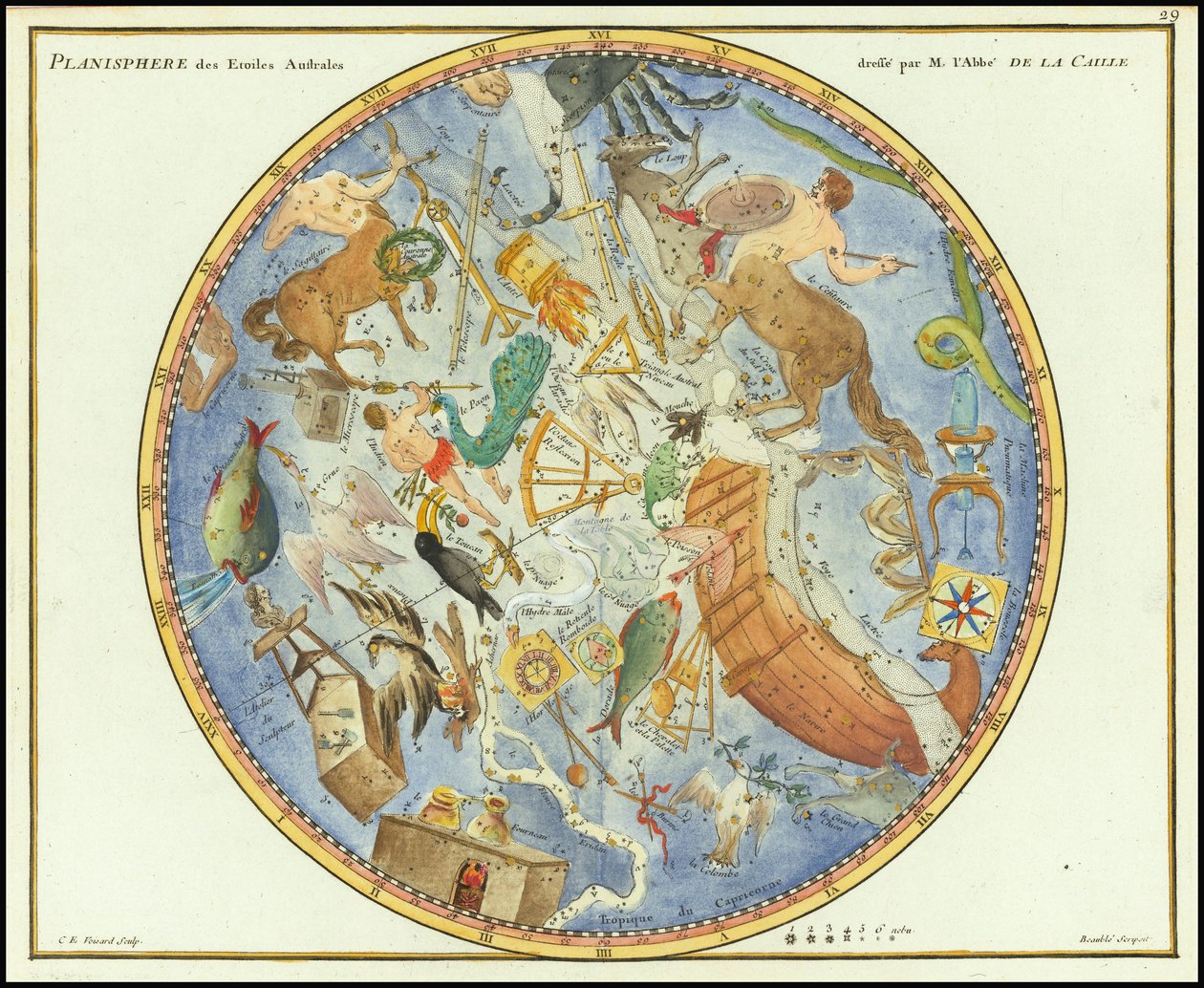 1776 - John Flamsteed - Planisphere des Etoiles Australes od John Flamsteed