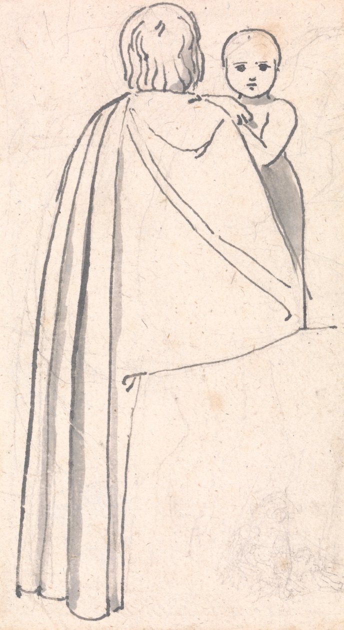Zadní pohled na ženu s dítětem dívá přes rameno od John Flaxman