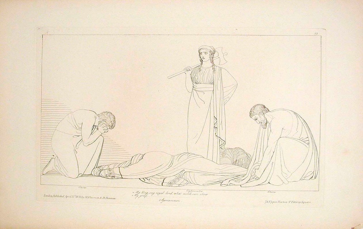 Klytaimnéstra a sbor od John Flaxman