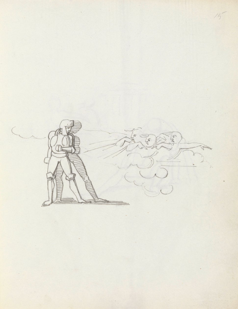 John Philip Kemble jako Hamlet, 1783 (pero, tuš a wash na papíře) od John Flaxman