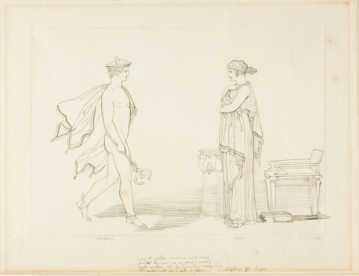 Merkur a Calypso od John Flaxman