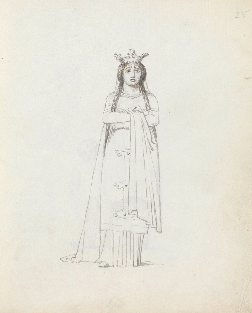 Mrs Siddons jako Constance, 1783 (pero, inkoust a mytí na papíře) od John Flaxman