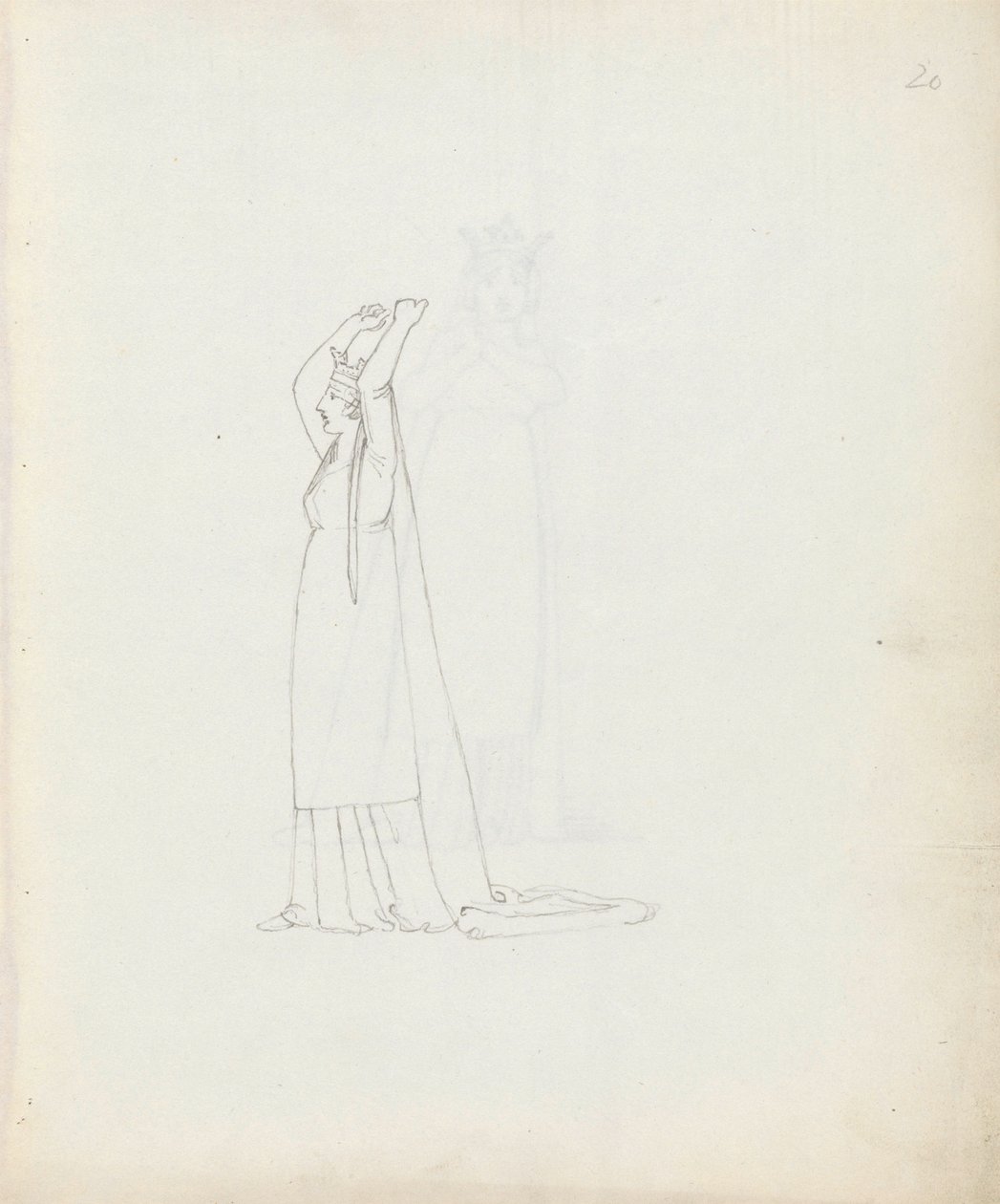 Mrs Siddons jako Constance, 1783 (pero, inkoust a mytí na papíře) od John Flaxman