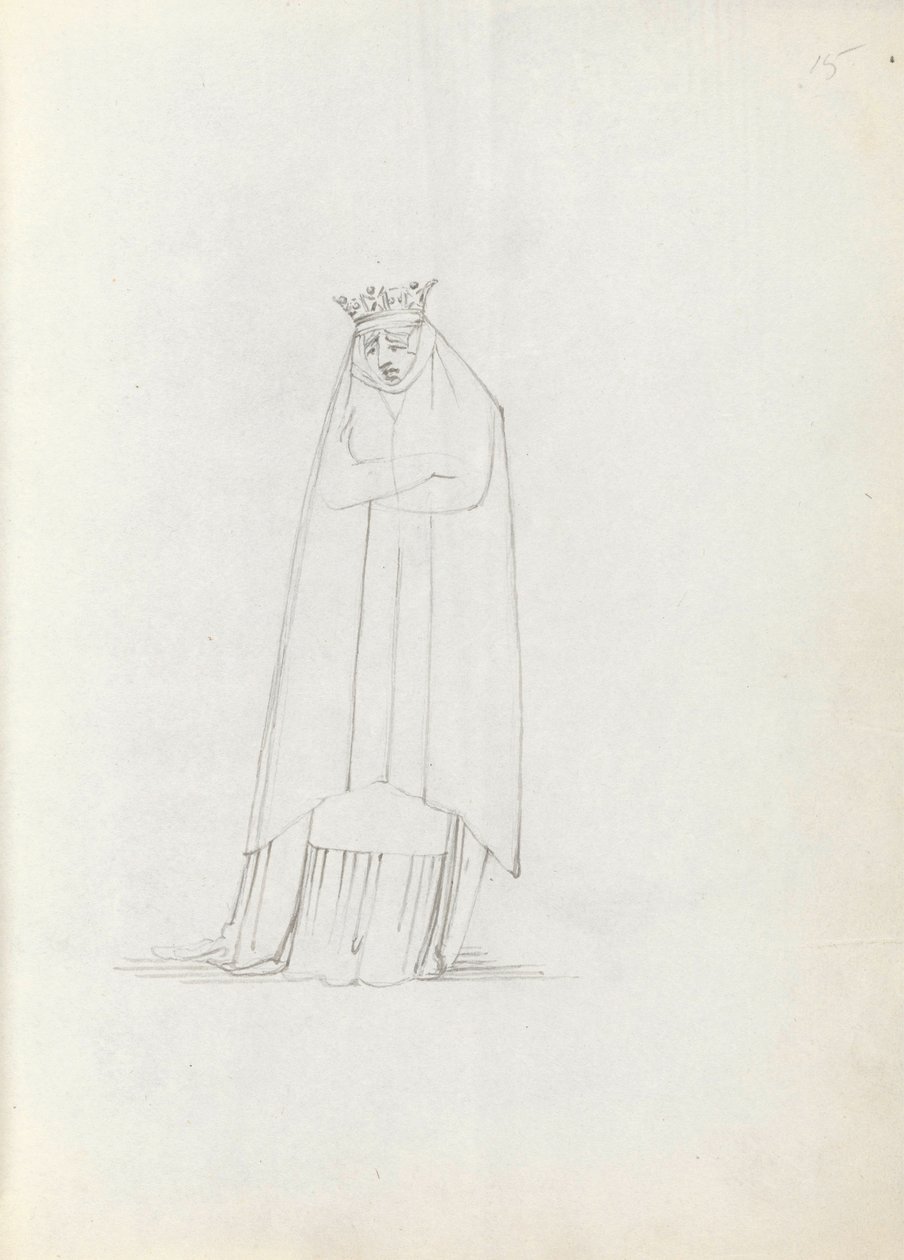 Mrs Siddons jako Constance, 1783 (pero, inkoust a mytí na papíře) od John Flaxman
