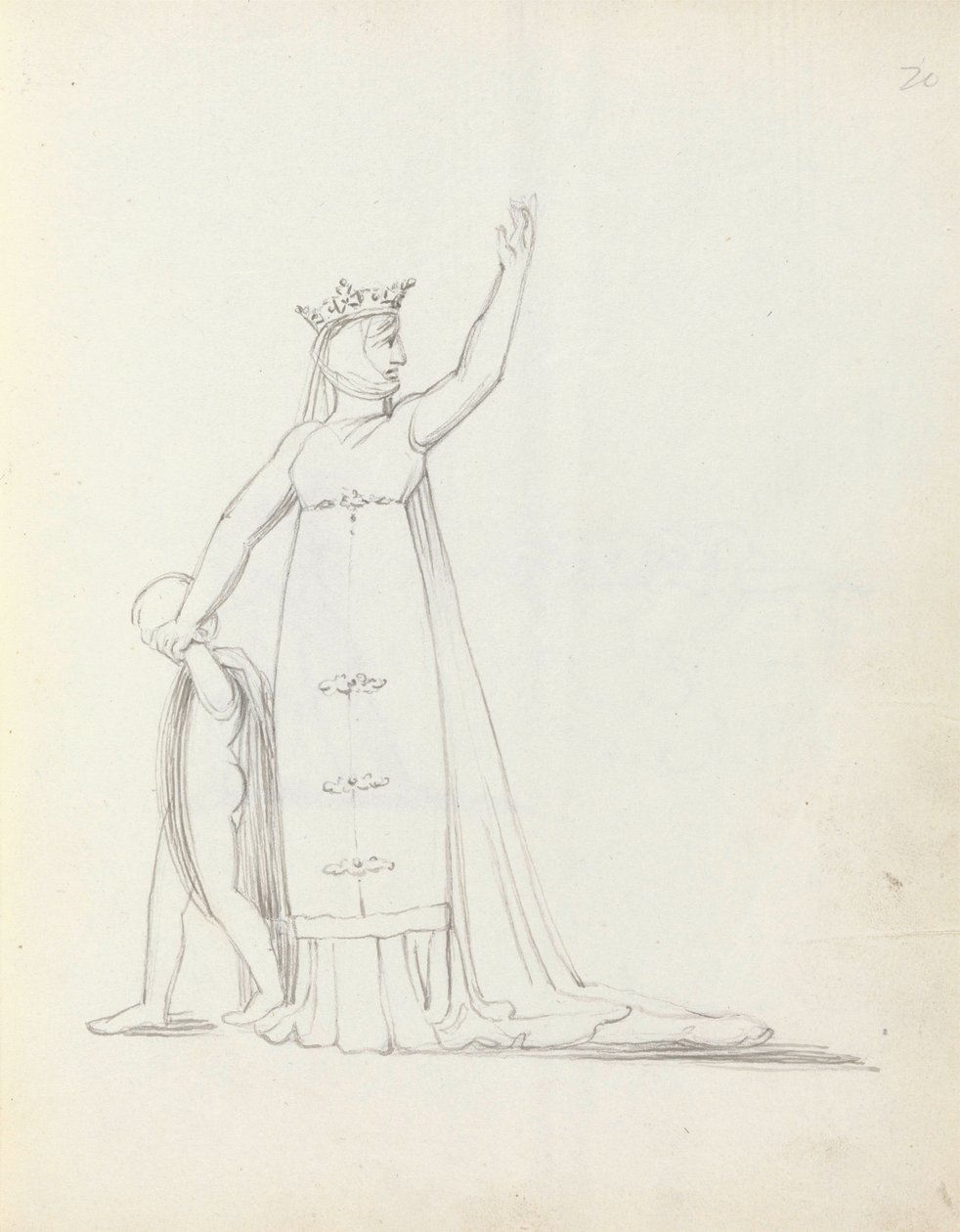 Mrs Siddons jako Constance s dítětem, 1783 (pero, inkoust a mytí na papíře) od John Flaxman