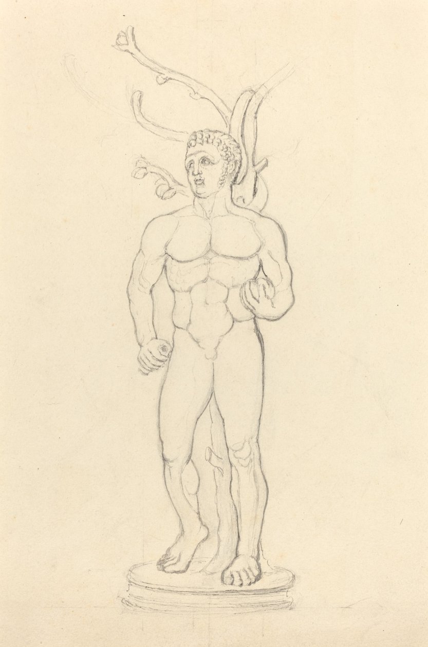 Socha mužského aktu před stromem od John Flaxman