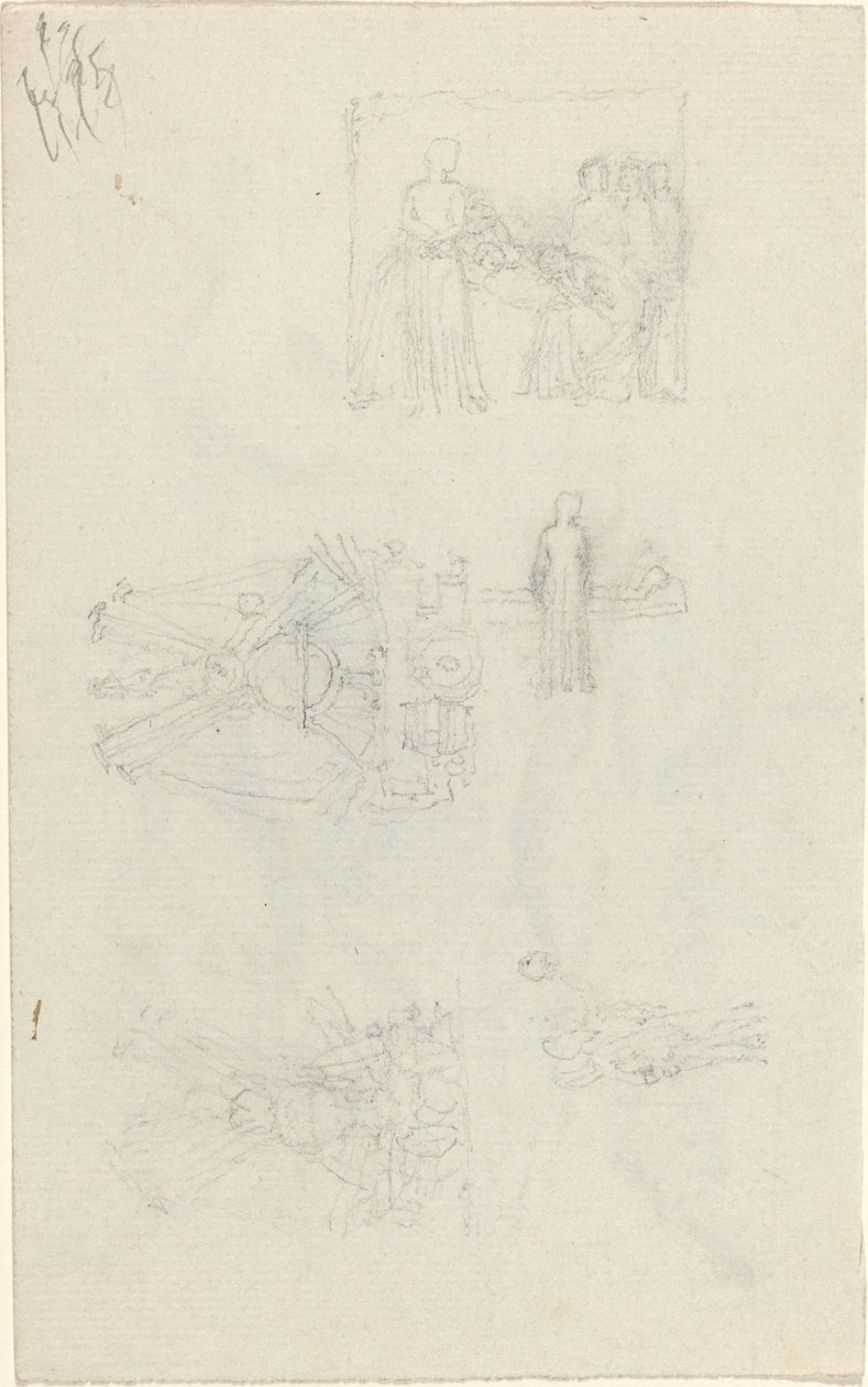 Studie lůžka pro nemocné a dekorace pro fasádu Buckinghamského paláce [recto a verso] od John Flaxman