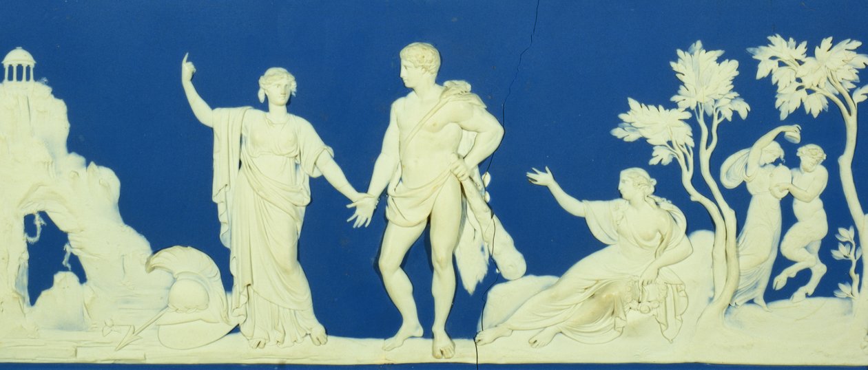 Herkulova volba, plaketa od Wedgwoodu (jaspis) od John Flaxman