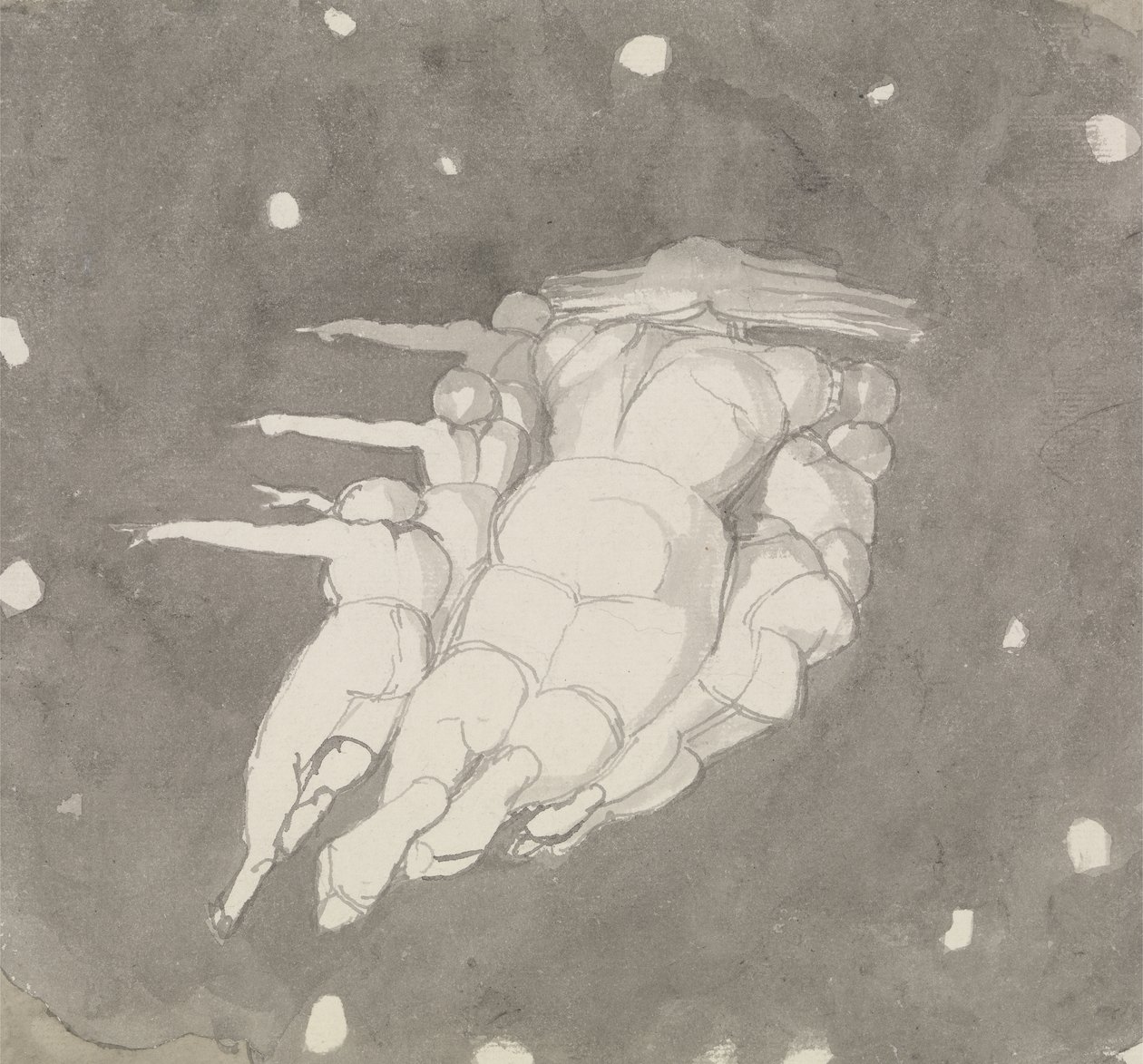 The Creation of the Heavens, cca 1790 (pero a inkoust s mytím na papíře) od John Flaxman