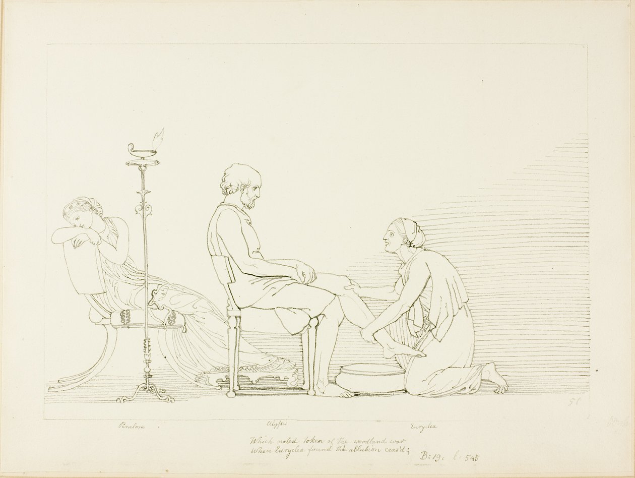 Odysseus, Penelopa a Eurykéla od John Flaxman