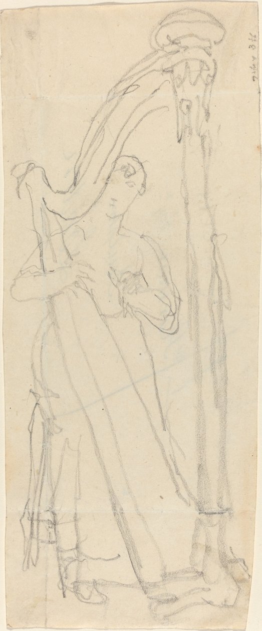 Žena hrající na harfu (Lavinia Banks?) od John Flaxman