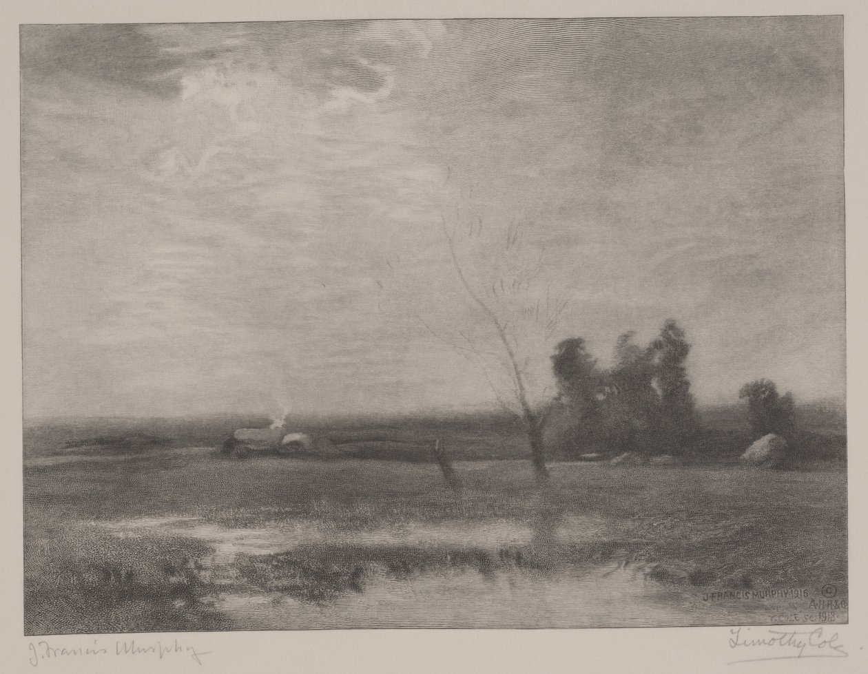 Lowlands Afternoon, tisk vytvořil Timothy Cole (1852-1931) od John Francis Murphy