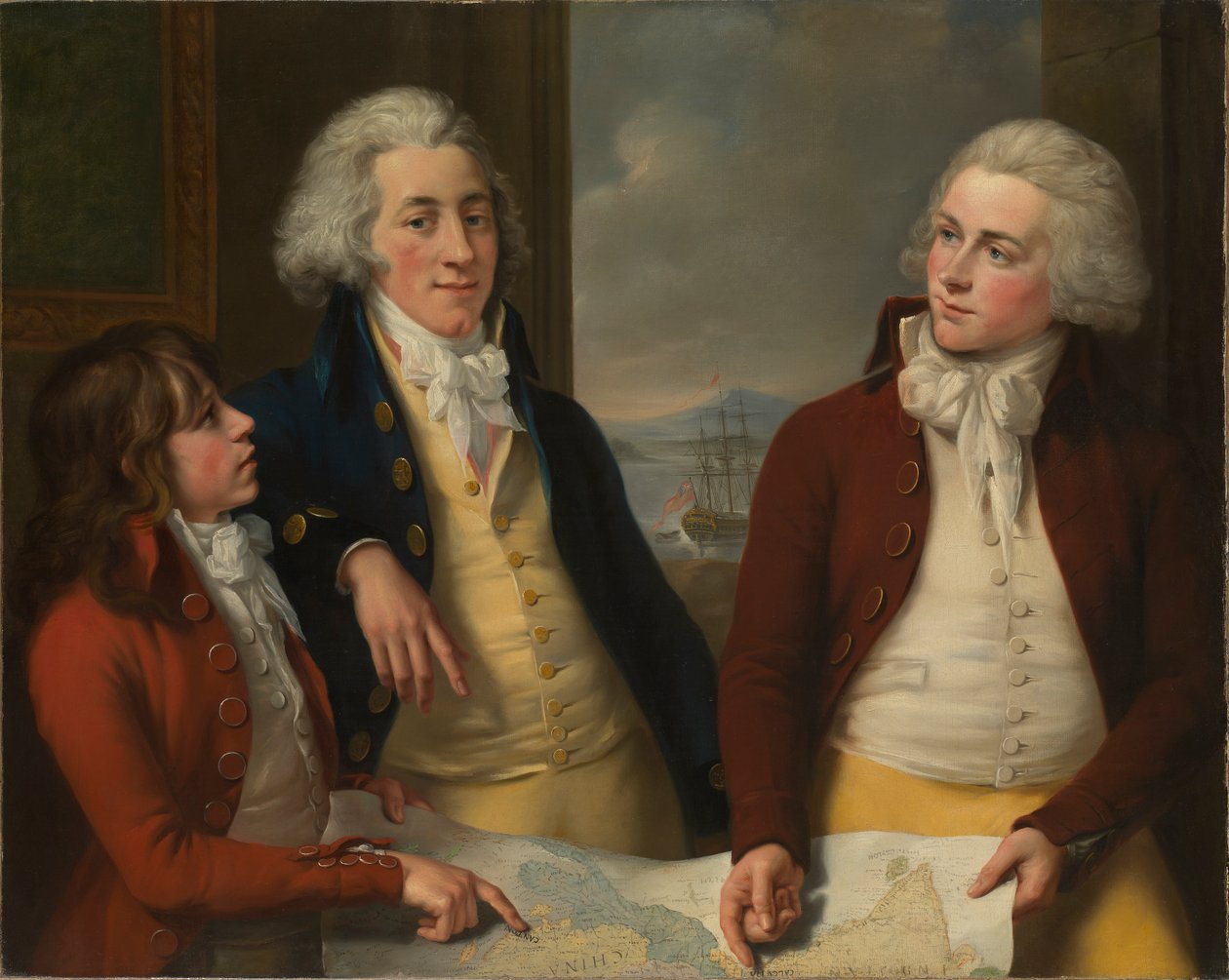 Bratři Moneyovi: William (1769-1834), James (1772-1833) a Robert Taylor (1775-1803). od John Francis Rigaud