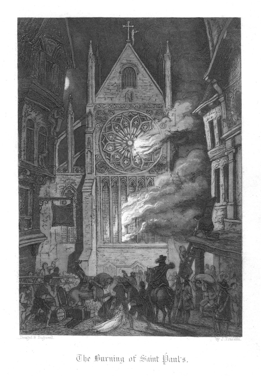 Scéna z Old St Pauls od Williama Harrisona Ainswortha, 1855 od John Franklin