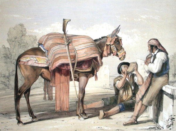 Potulní rolníci s mezkem, Andalusie od John Frederick (after) Lewis