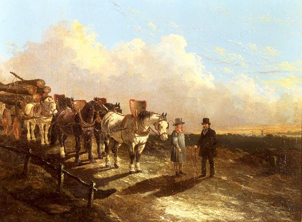 Vozík Na Dřevo Zastavil Na Silnici Za Soumraku od John Frederick Herring Jnr