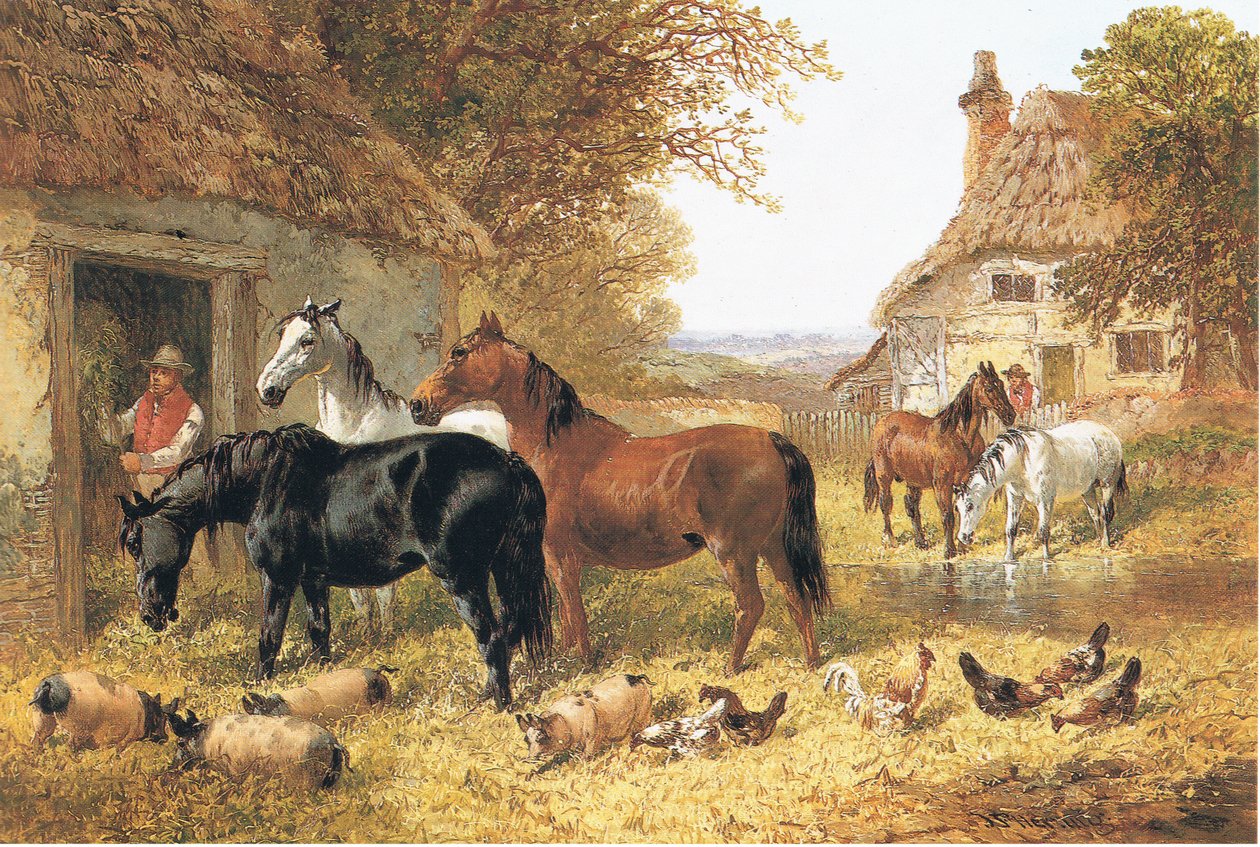 Koně na hospodářském dvoře od John Frederick Herring Junior
