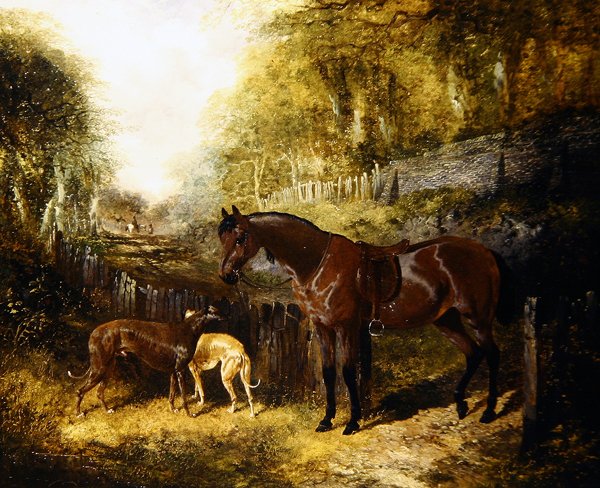 Poník a chrti v krajině (olej na plátně) od John Frederick Herring Jnr
