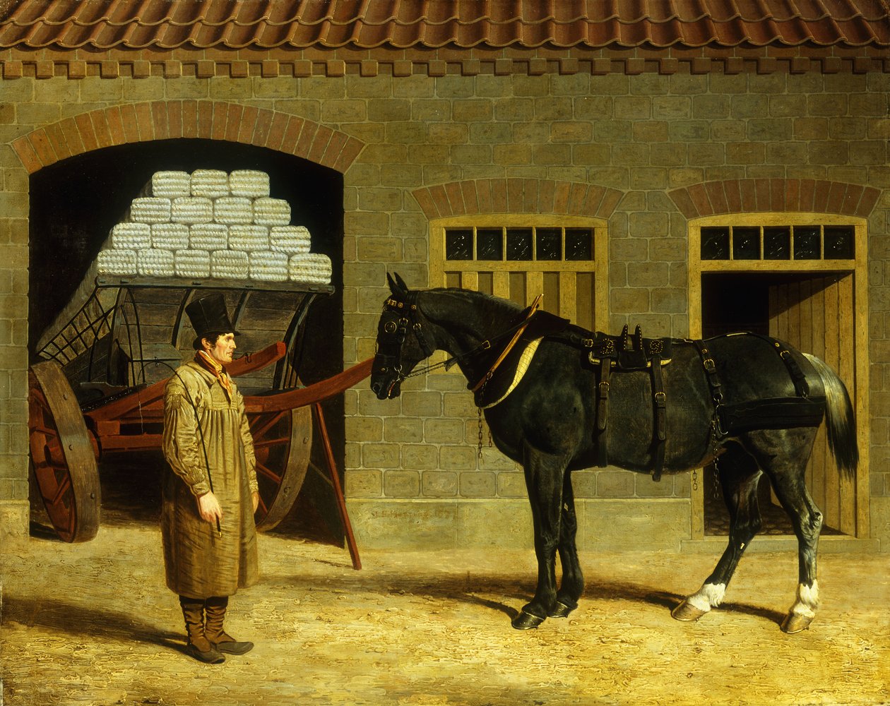 Kůň a řidič mimo stáj, 1827 od John Frederick Herring Senior