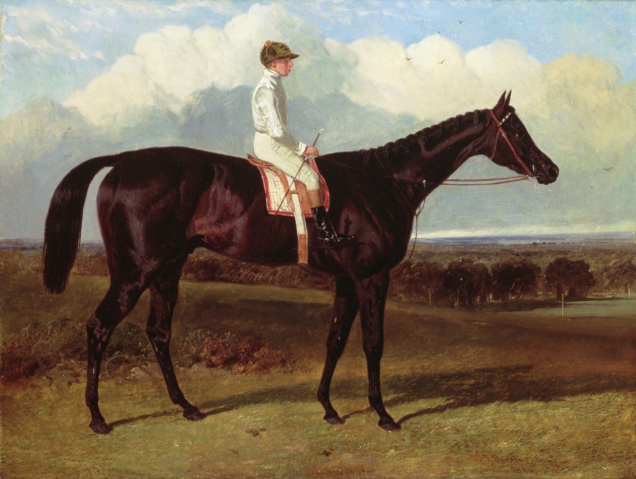 Jonathan Wild, závodní kůň Dark Bay, v Goodwood, T. Ryder, 1846 od John Frederick Herring Senior