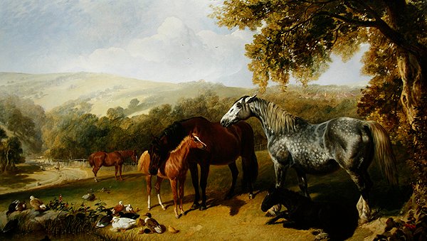 Klisny a hříbata v krajině (olej na plátně) od John Frederick Herring Senior