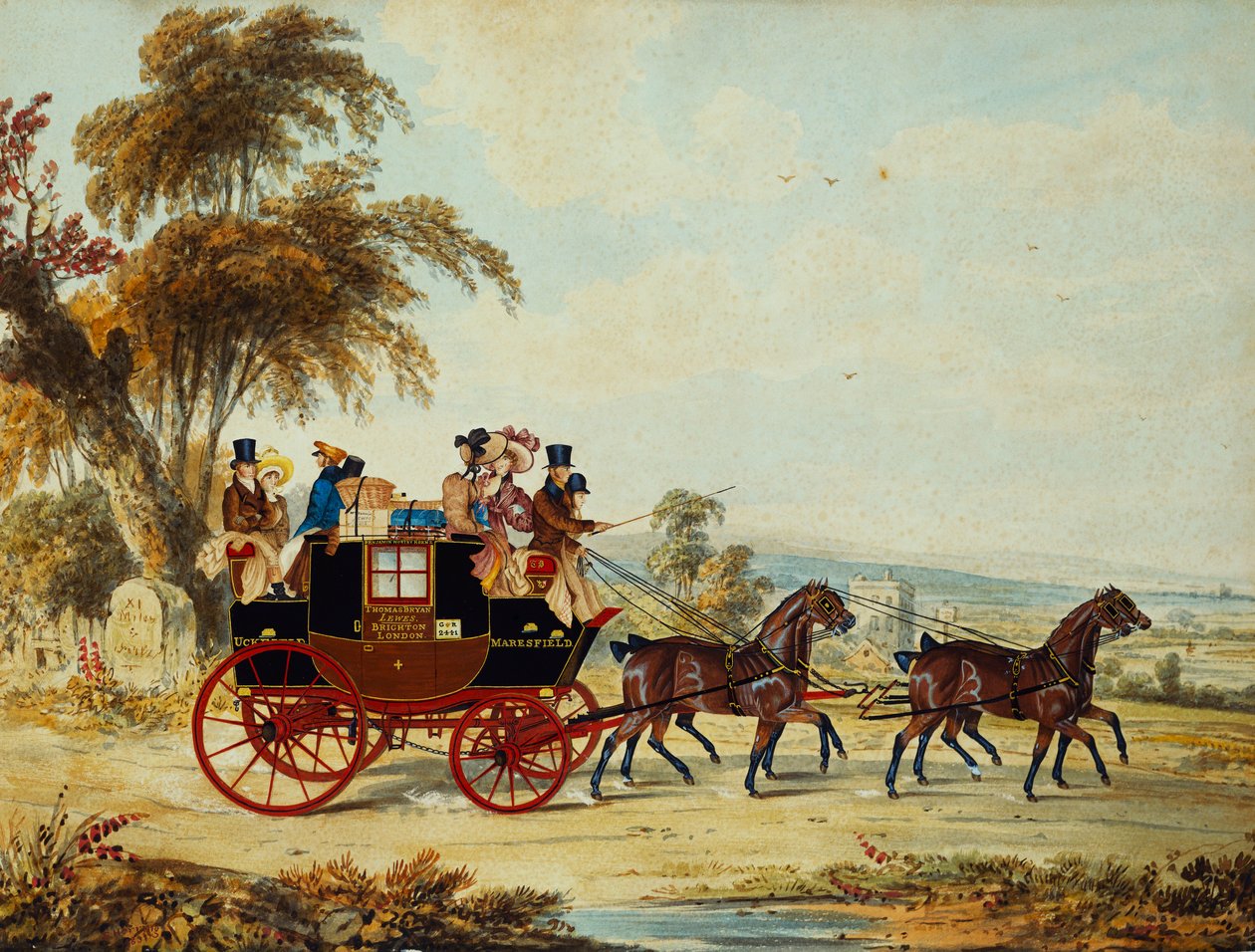 The Brighton - London Coach on the Open Road, 1831 od John Frederick Herring Senior