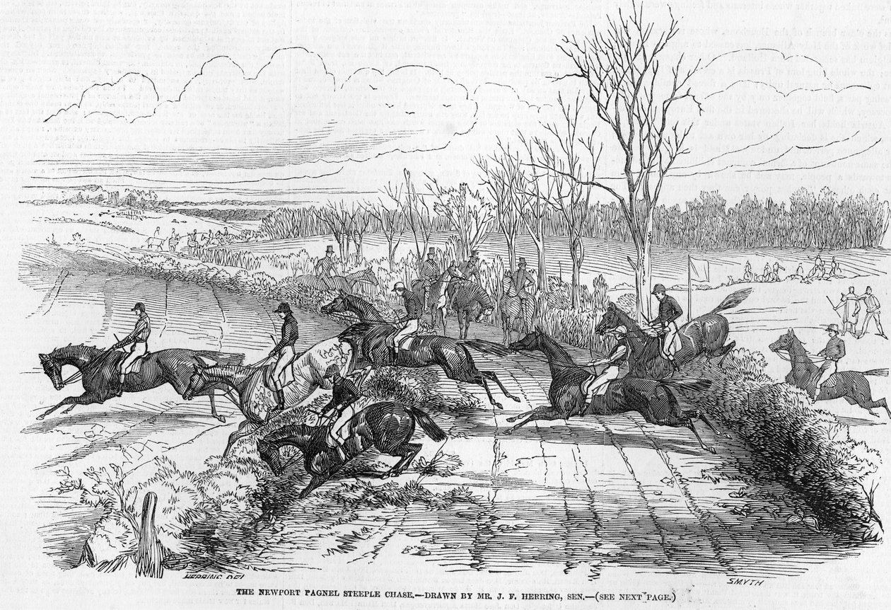 The Newport Pagnell Steeplechase, vyrytý Smythem, z „The Illustrated London News“, 28. listopadu 1846 od John Frederick Herring Senior