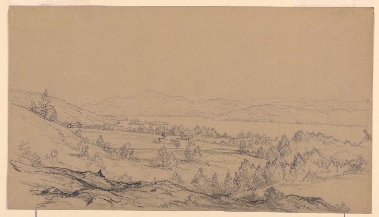 Kresba, jezero George, New York, severovýchodní pohled, 1850-65 od John Frederick Kensett