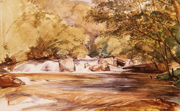 Bazén a skotská řeka od John Frederick Lewis