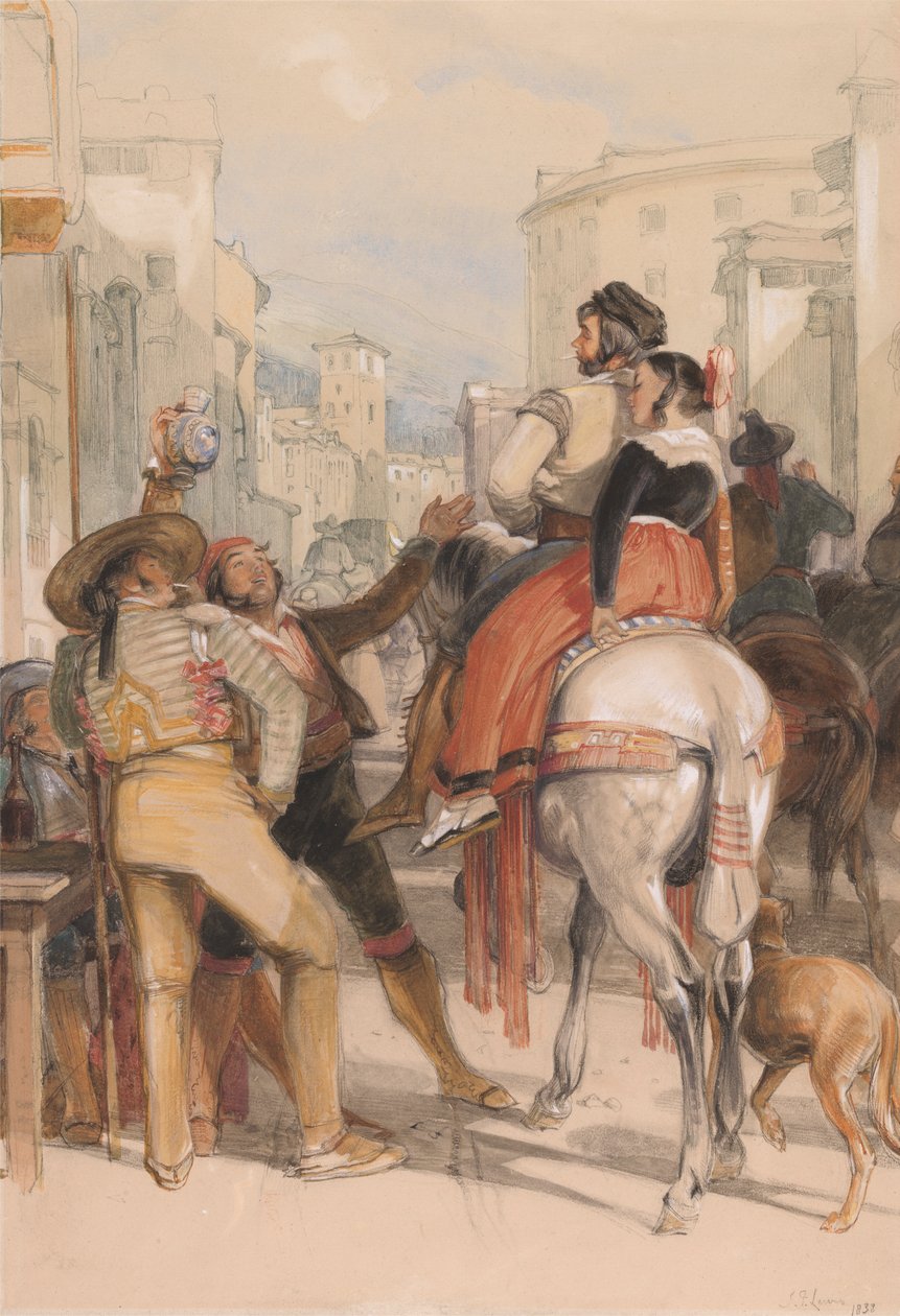 Pouliční scéna v Granadě v den býčích zápasů od John Frederick Lewis