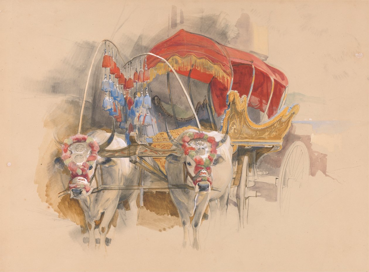 Turecká Araba kreslená dvěma bílými voly, Konstantinopol od John Frederick Lewis