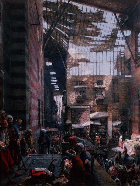 Pohled na ulici a mešitu Ghooreyah, Káhira od John Frederick Lewis