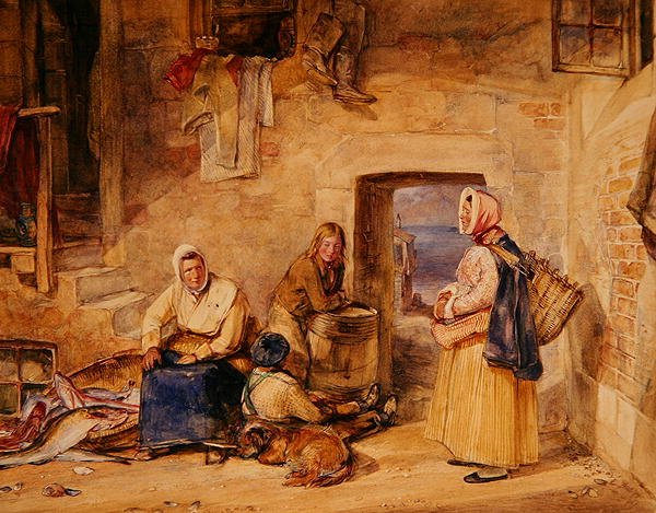 Newhaven Fisherwomen, Edinburgh, cca 1831-32 (akvarel na papíře) od John Frederick Lewis