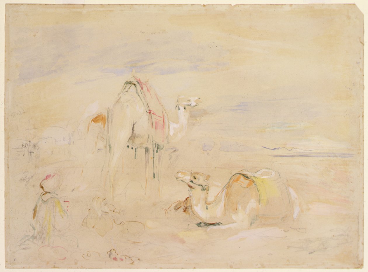 Studium for a Halt in the Desert (tužka a akvarel) od John Frederick Lewis