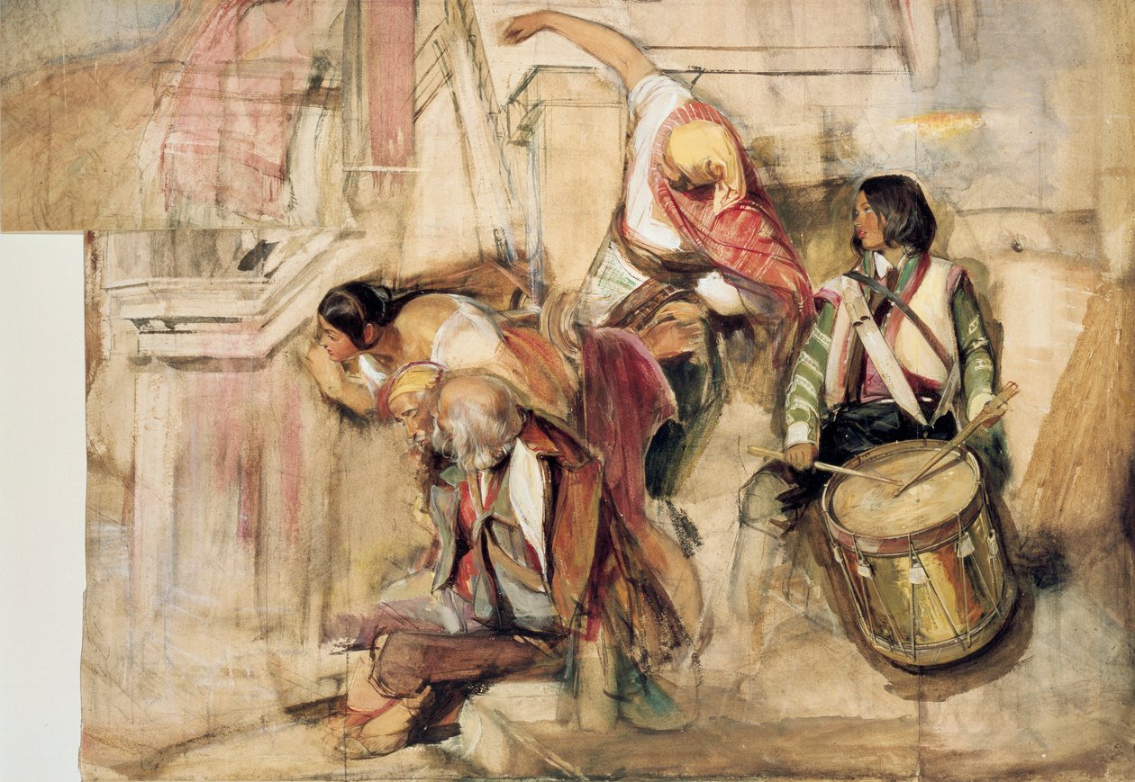 Studie k proklamaci Dona Carlose, 1834-1838 od John Frederick Lewis