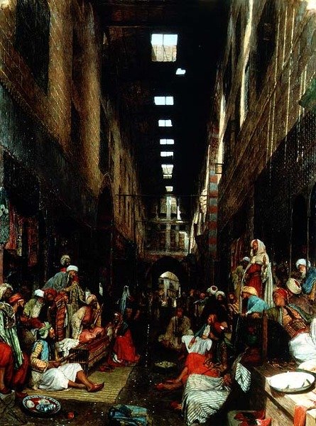 Bezesteinův bazar El Khan Khallil, Káhira od John Frederick Lewis
