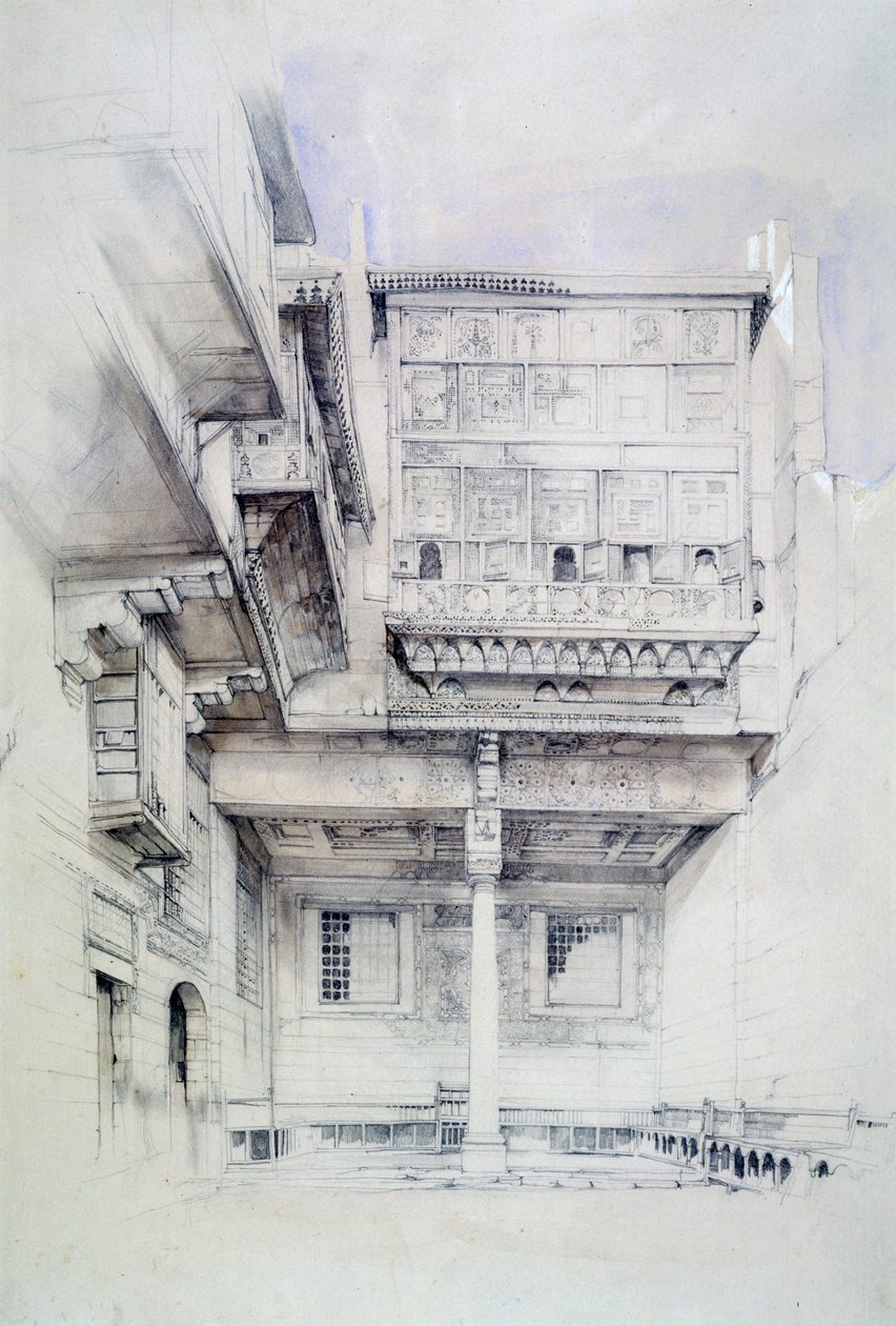 Dvůr Domu umělců, Káhira, Egypt, 19. století od John Frederick Lewis