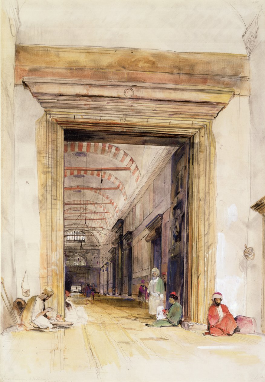 Velké dveře mešity svaté Sofie v Konstantinopoli (wc nad tužkou zvýrazněné tělovou barvou) od John Frederick Lewis