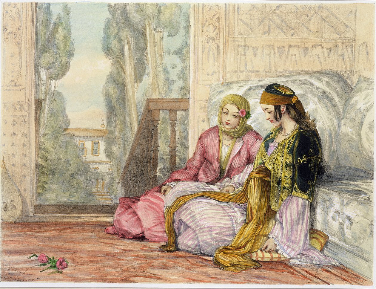 Harem, deska 1 z „Ilustrací Konstantinopole“, vyrytý umělcem, 1837 od John Frederick Lewis