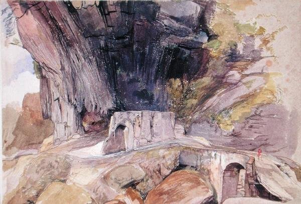 The Mountain Pass (pero a šedý inkoust a akvarel na papíře) od John Frederick Lewis