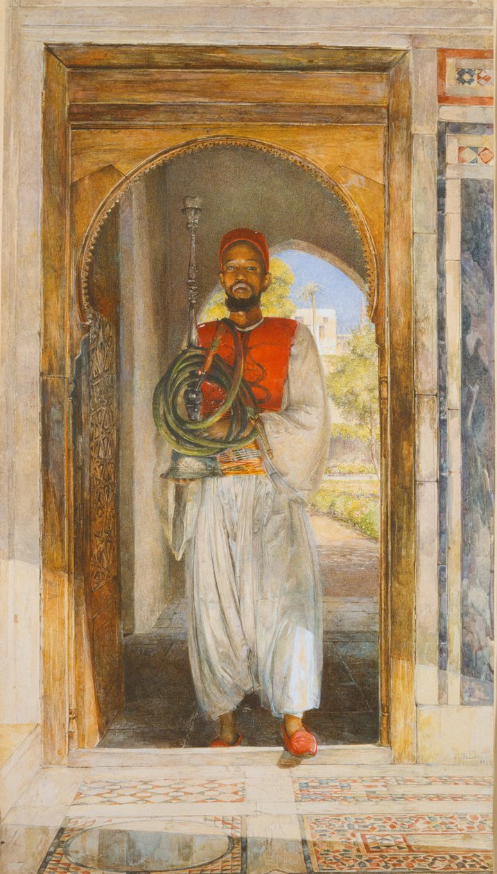 The Pipe Bearer, 1859 (pero, inkoust, myčka a pastelka) od John Frederick Lewis