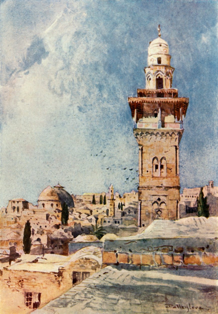 Minaret v severozápadním rohu oblasti Temple, 1902. od John Fulleylove