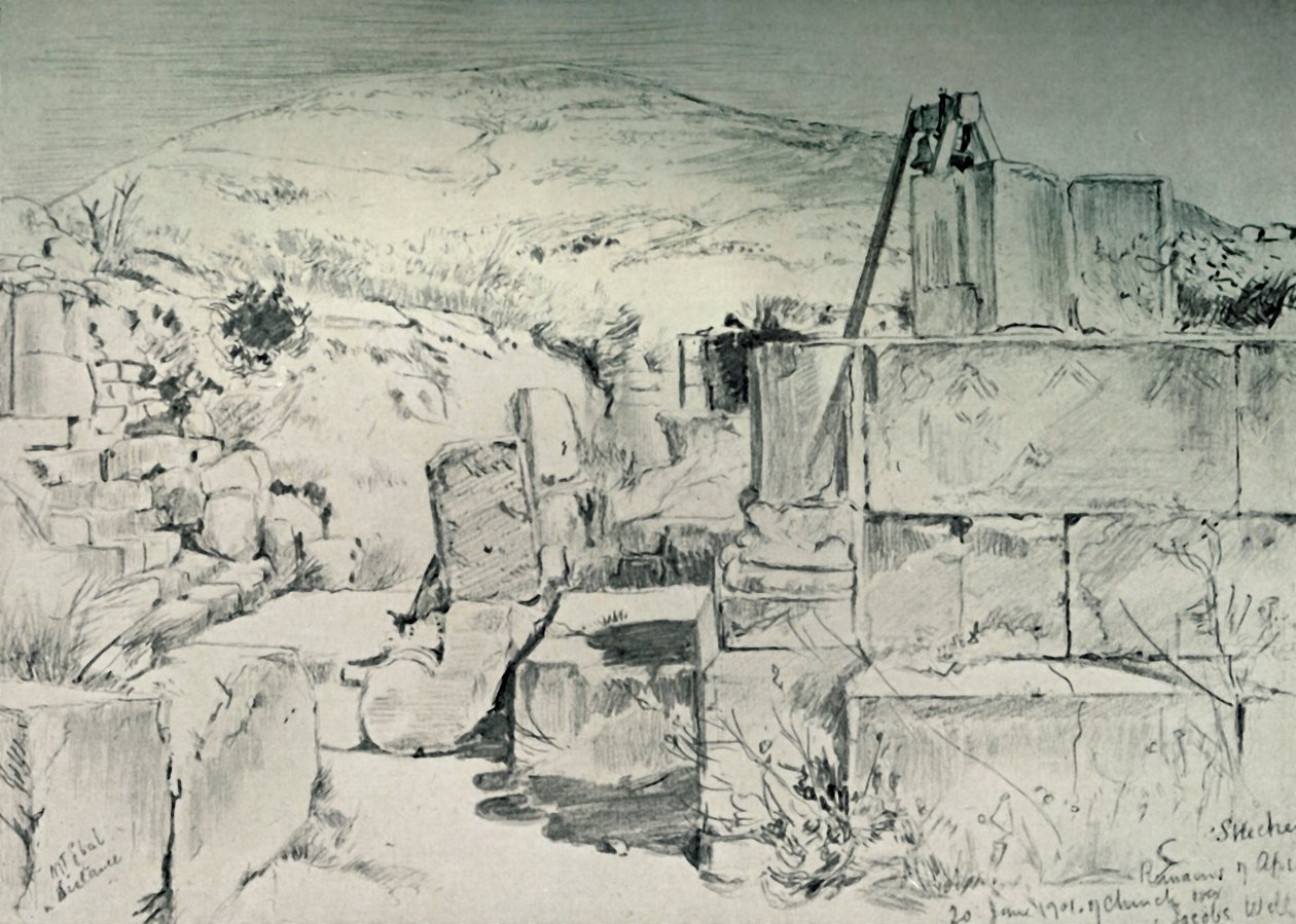 Apsida kostela čtvrtého století nad Jacobs Well v Shechum Nablus, 1902. od John Fulleylove