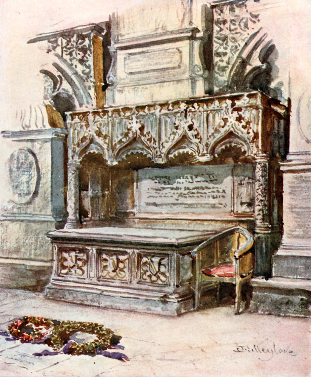 Chaucerova hrobka (barevná litografie) od John Fulleylove