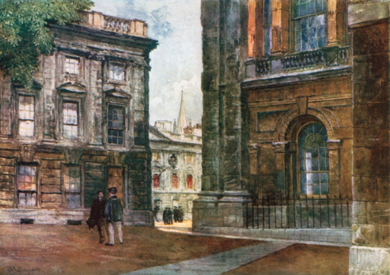 Christ Church - Peckwater Quadrangle (barevná litografie) od John Fulleylove