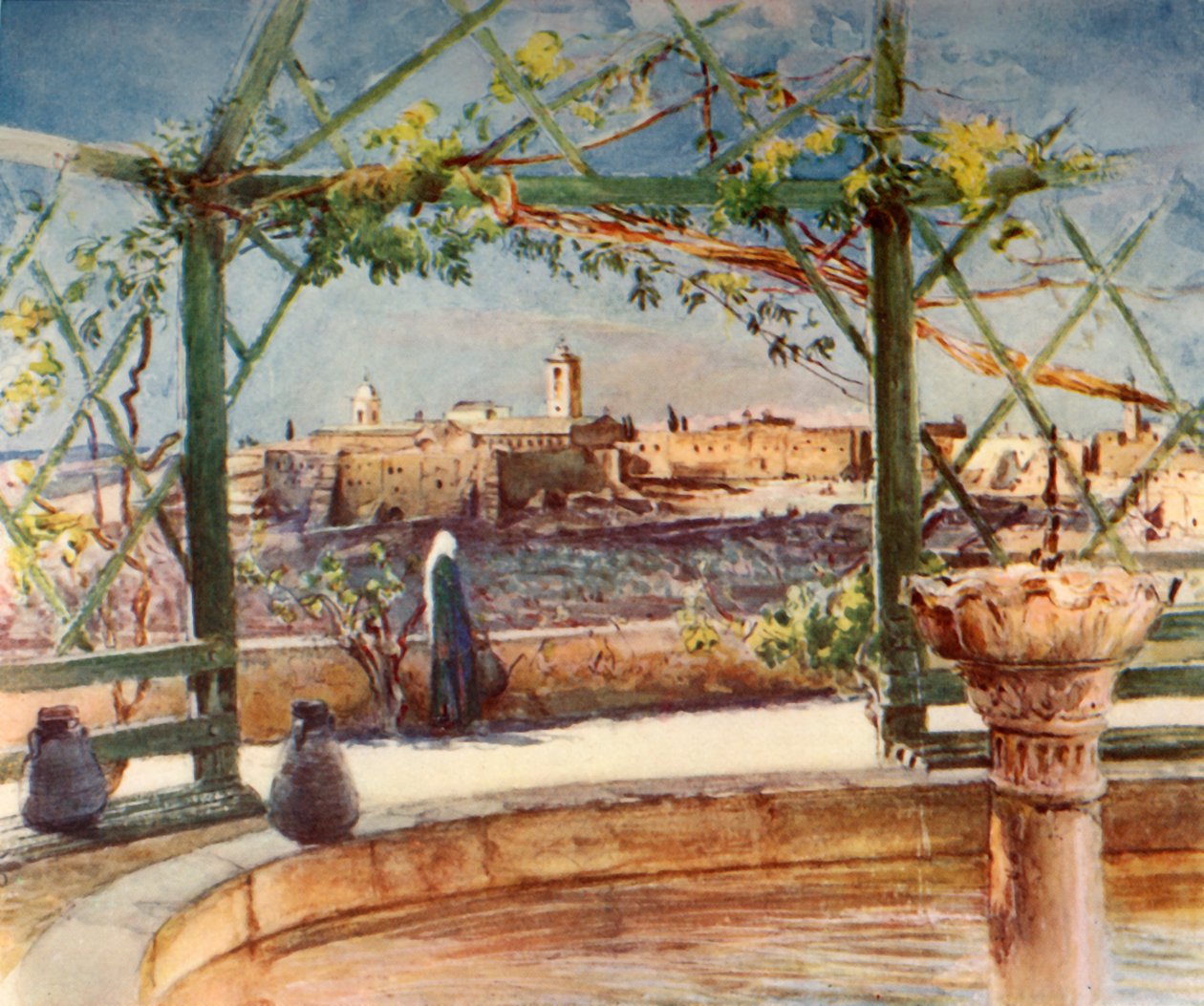 Kostel Narození Páně v Betlémě ze zahrady na protějším kopci, 1902. od John Fulleylove