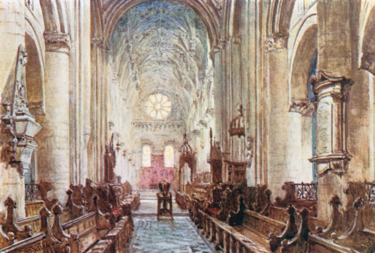 Interiér katedrály Christ Church (barevná litografie) od John Fulleylove